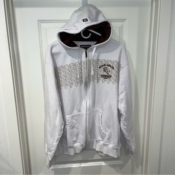 Ecko Unltd Full Zip Heavy Logo Hoodie Sweatshirt Embroidered Logos Rare Size XL - Picture 1 of 10